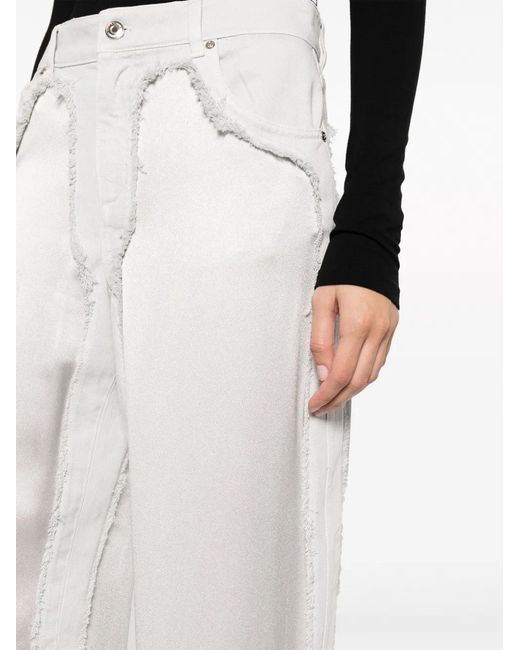Blumarine White High-Waist Satin-Panelled Jeans