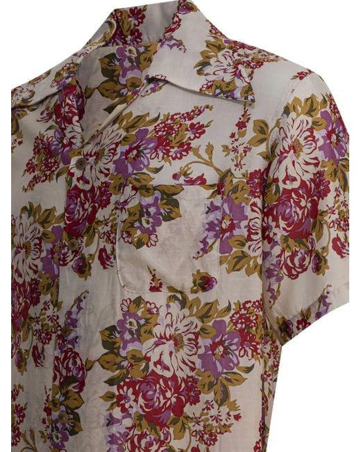 Camicia A Fiori di Kapital in Brown da Uomo