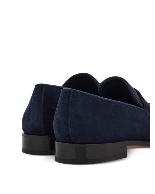 Ferragamo Blue Tramezza Penny Loafers for men