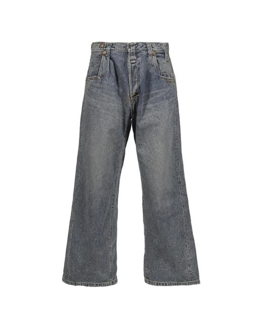 DAIRIKU Gray Reconstructed Washed-Denim Jeans for men
