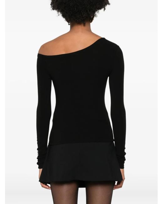 ELEH Black One-Shoulder-Top mit Knöpfen