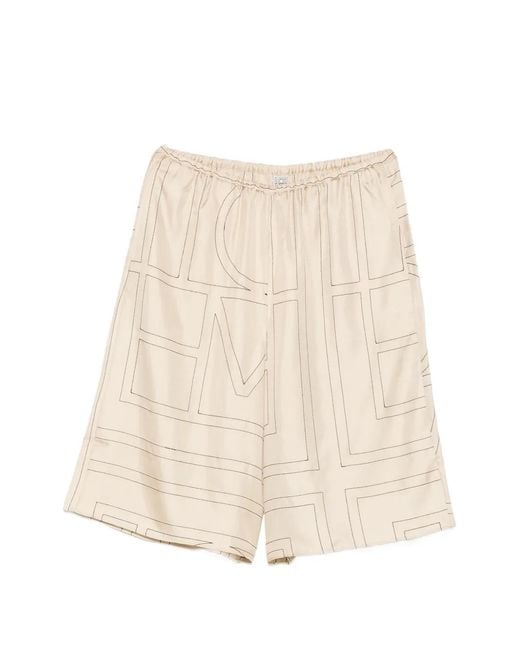 Totême Natural Monogram-Embroidered Culottes