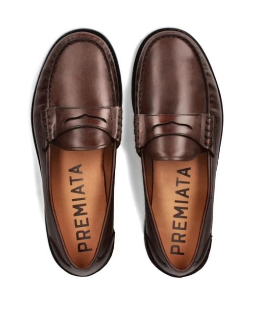 Premiata Brown Leather Penny Loafers for men