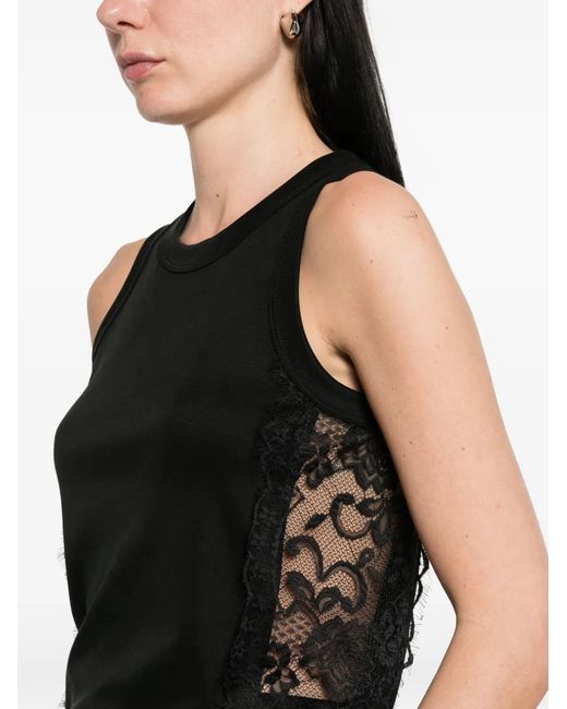 Imperial Black Lace-Insert Tank Top