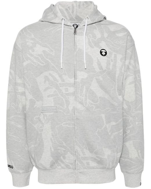 Aape By A Bathing Ape Gray Moonface Logo Hooded Jacket for men
