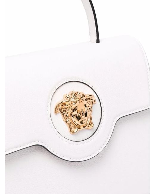 Versace White La Medusa Leather Top-Handle