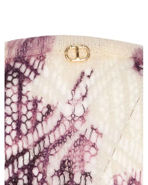 Twinset Gebreide Trui Met Bloemenprint in het Pink