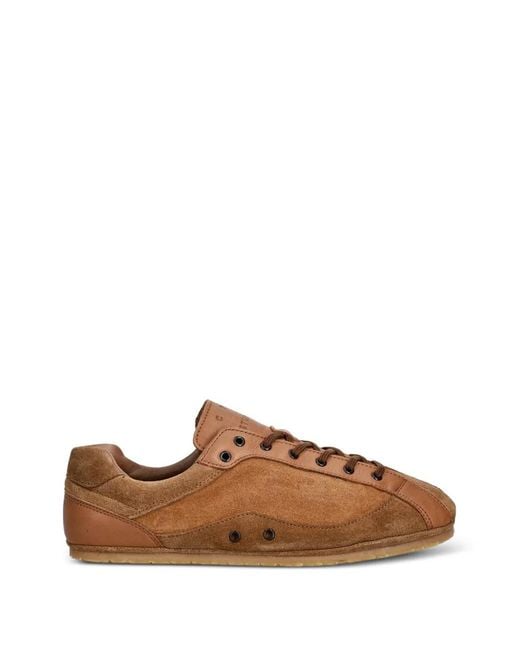 COPENHAGEN Brown Suede Leather-Panelled Sneakers