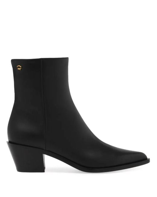 Gianvito Rossi Black Kinney Pointed-Toe Ankle Boots