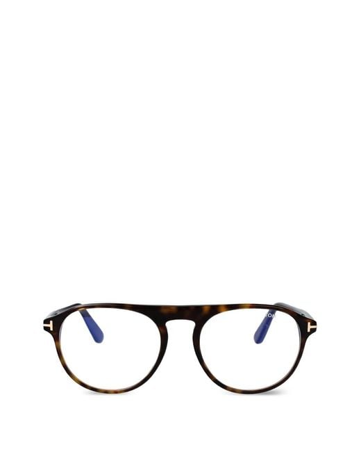 Tom Ford Black Tortoiseshell-Effect Pilot Glasses for men
