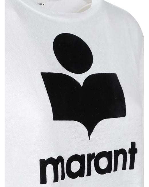 Isabel Marant White Logo-Print Short-Sleeve T-Shirt