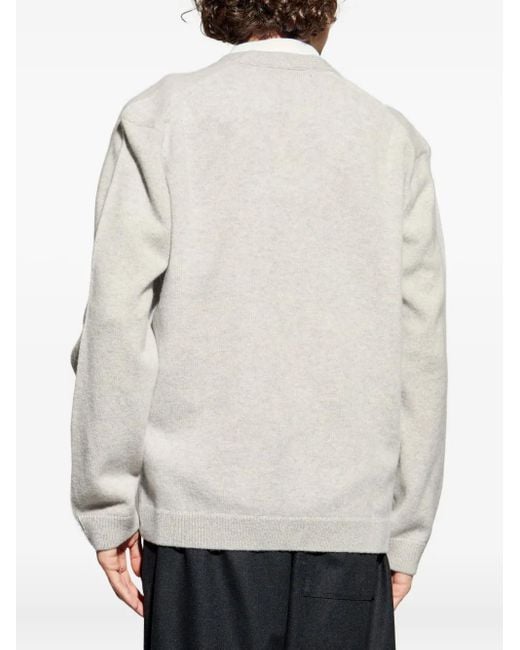 Maison Kitsuné White Logo-Patch Cardigan for men
