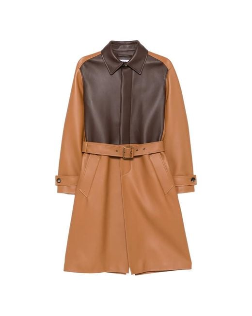 Loewe Brown Belted Colour-Block Coat