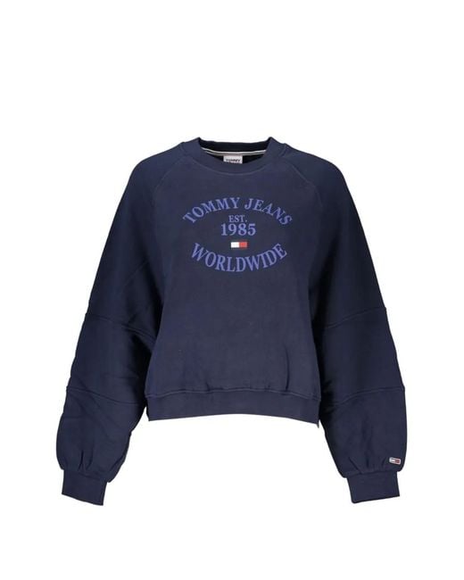 Tommy Hilfiger Blue Logo-Embroidered Raglan-Sleeve Sweatshirt