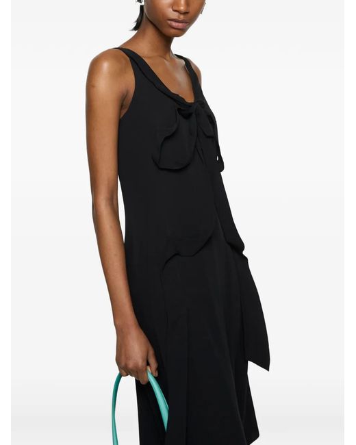 Acne Black Bow-Detail Silk Midi Dress