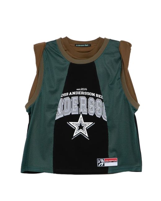 ANDERSSON BELL Green Layered Rool Up T-Shirt