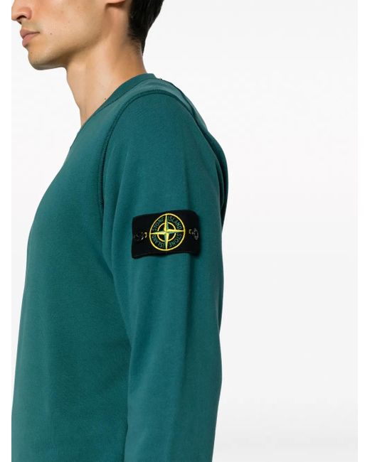Stone Island Green Compass-Patch Cotton Sweatshirt for men