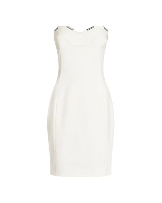 Genny White Cady Sweetheart-Neck Midi Dress