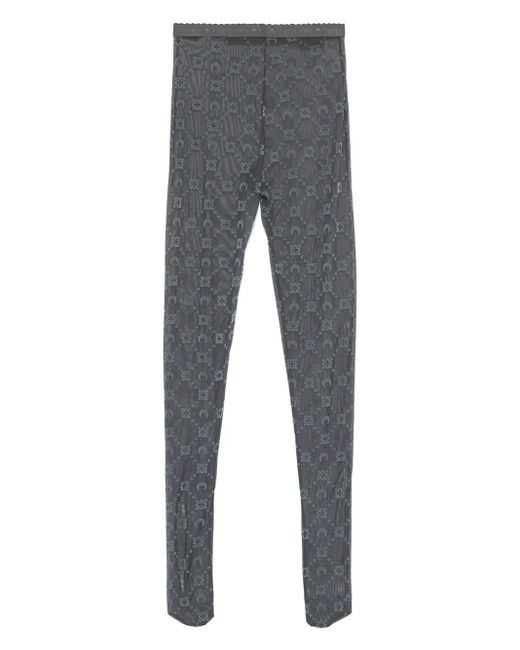 MARINE SERRE Gray Moonogram-Pattern Tights