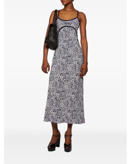 Miu Miu Purple Floral-Print Slip Dress