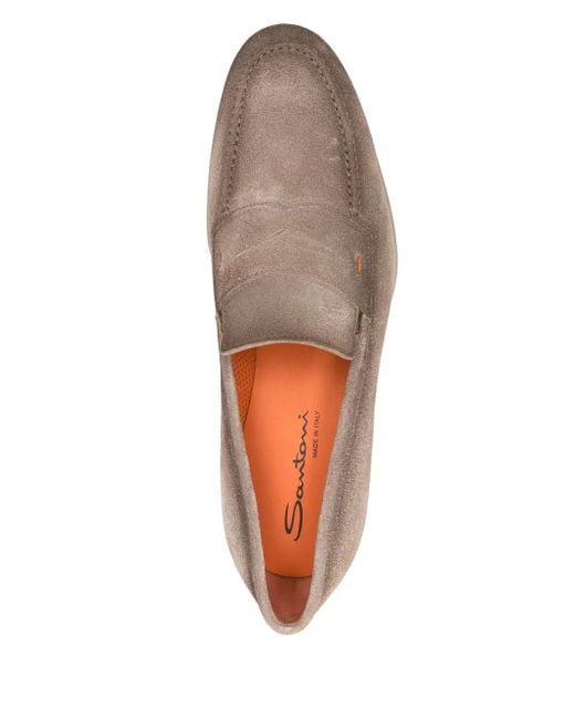 Santoni Brown Easy Loafers for men