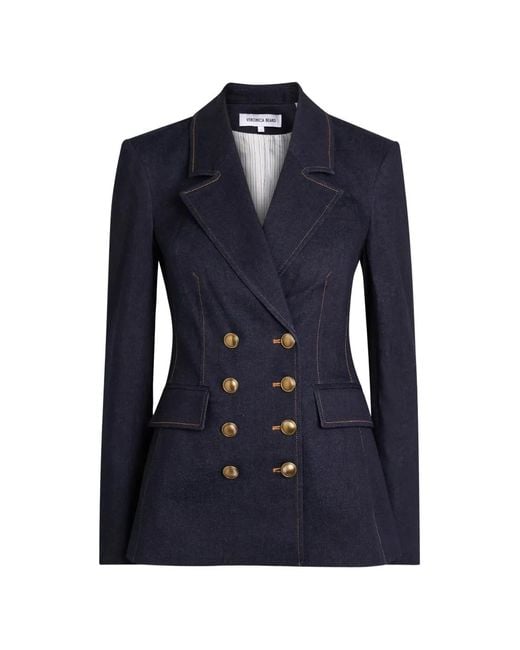 Veronica Beard Blue Double-Breasted Blazer