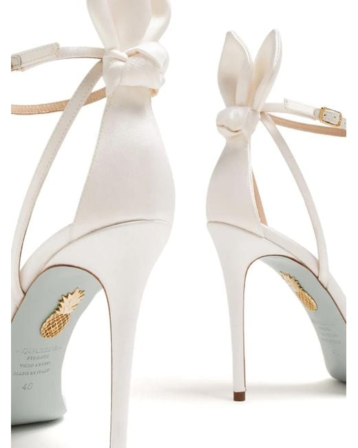 Aquazzura White Bow Tie 105Mm Leather Sandals