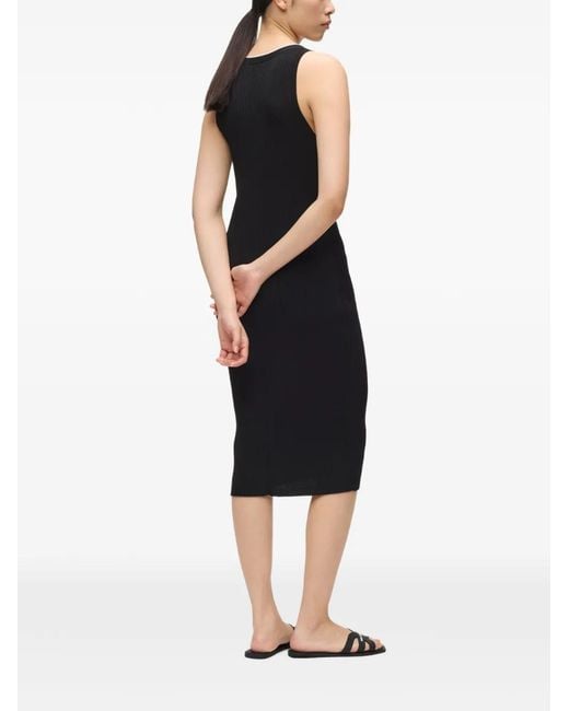 Karl Lagerfeld Black Midi Logo-Detail Button Dress