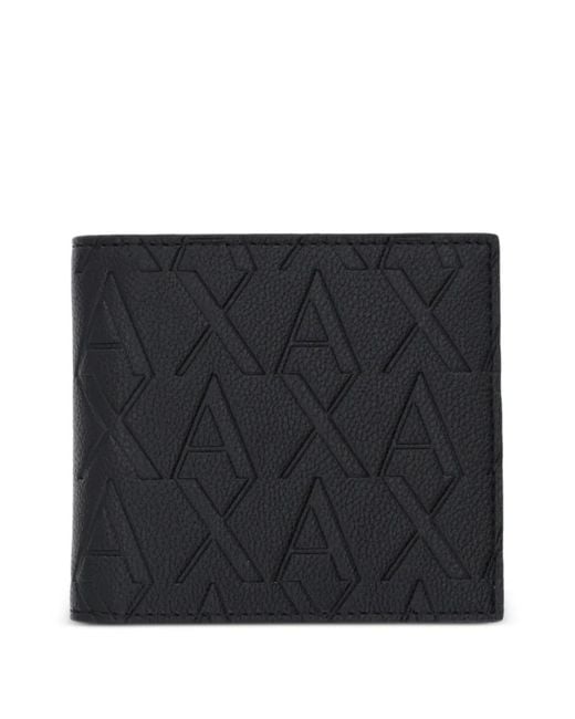 ARMANI EXCHANGE Black Portefeuille Pliant À Motif Monogrammé Embossé for men