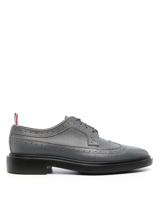 Thom Browne Gray Almond-Toe Leather Brogues