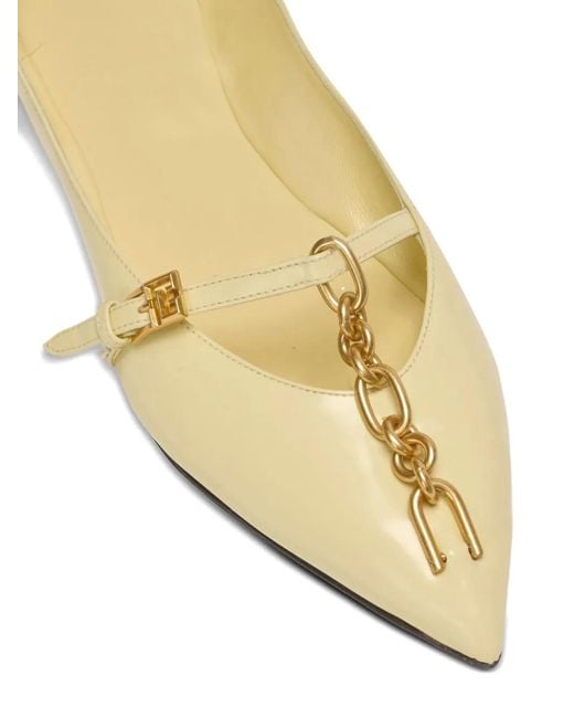 Balmain Metallic Sync Pointed-Toe Ballet Flats