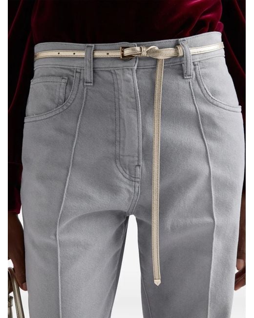 Prada Gray Buckle Leather Belt