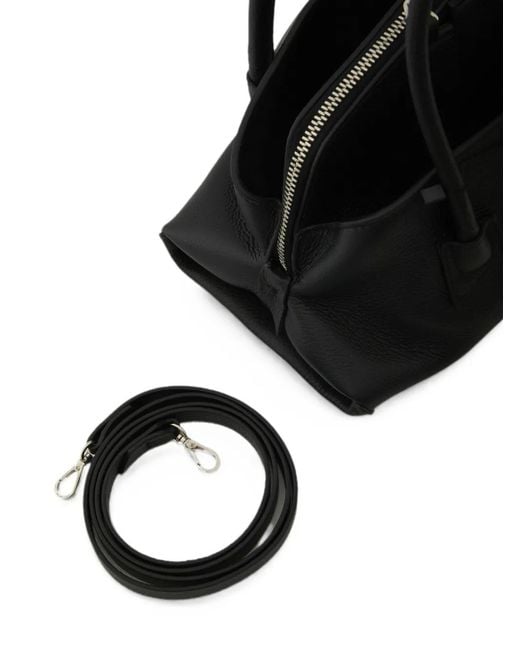 The Attico Black Mini La Passeggiata Grain-Effect Leather Tote Bag