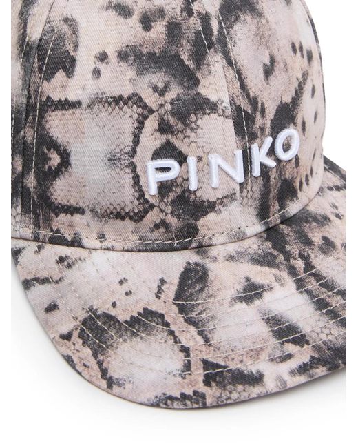 Pinko White Animal-Print Baseball Cap