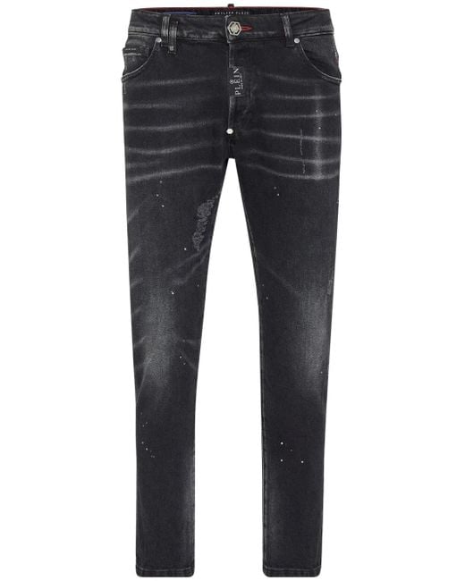 メンズ Philipp Plein ペイント スキニージーンズ Blue