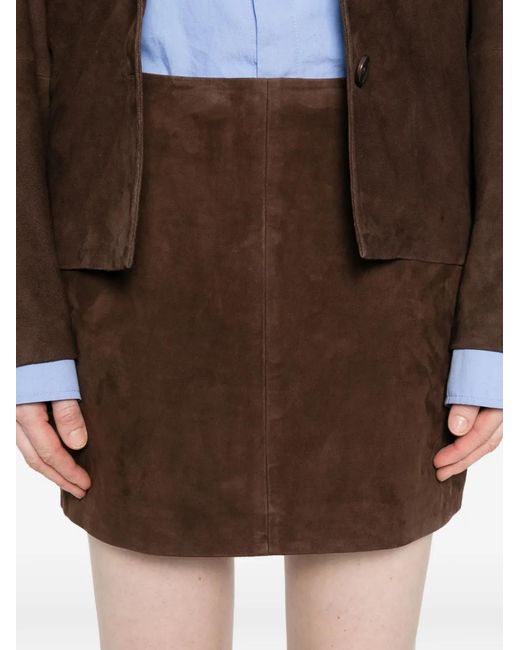 Arma Brown Melody Leather Mini Skirt