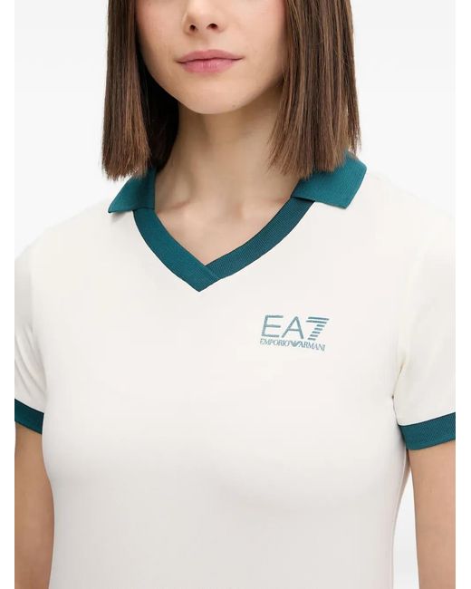 EA7 White Logo-Print T-Shirt