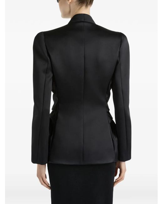 Balmain Black Satin Crepe Jacket With Tie Detail
