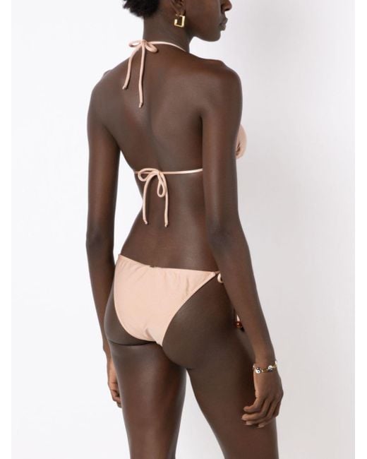Adriana Degreas Pink Metallic-threading Triangle-shape Bikini