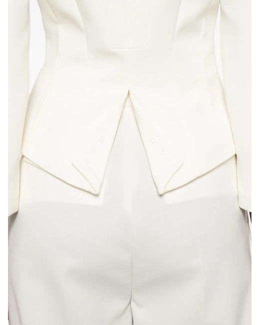 Elisabetta Franchi White Logo-Plaque Peak-Lapels Jacket