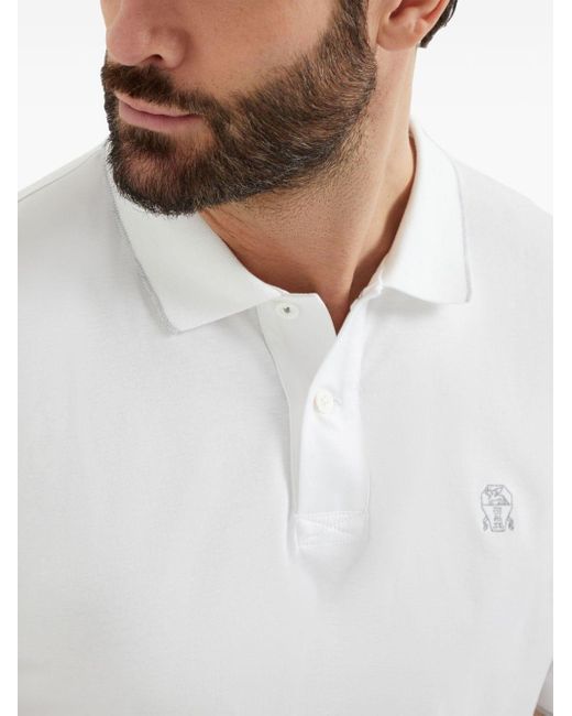 メンズ Brunello Cucinelli ロゴ ポロシャツ White