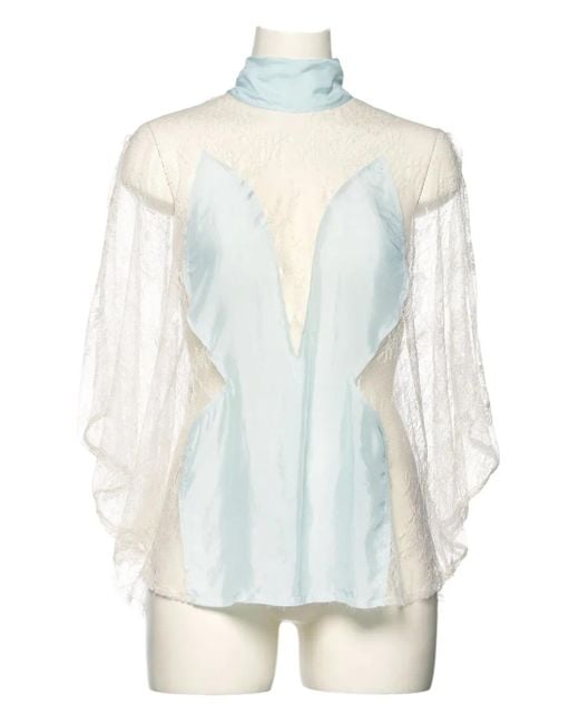 Pushbutton リボンネック ブラウス Blue