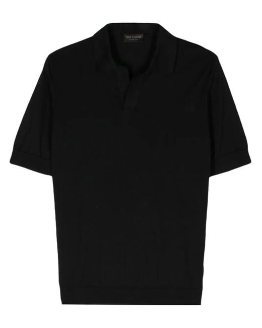Dell'Oglio Black Short-Sleeve Cotton Polo Shirt for men