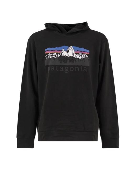 Patagonia Black Fitz Roy Foothills Graphic-Print Cotton Hoodie for men