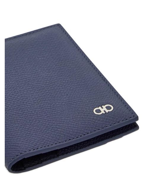Ferragamo Blue Gancini Credit Card Holder for men