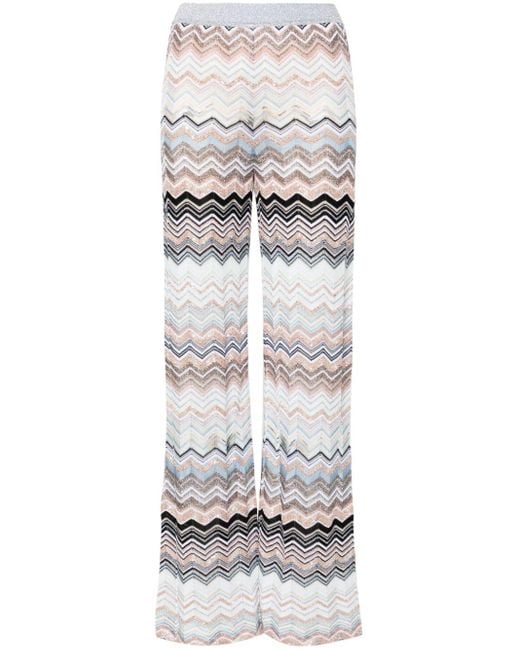 Pantalones rectos de punto en zigzag Missoni de color Gray