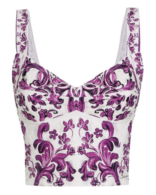 Dolce & Gabbana Purple 'Maiolica' Print Top