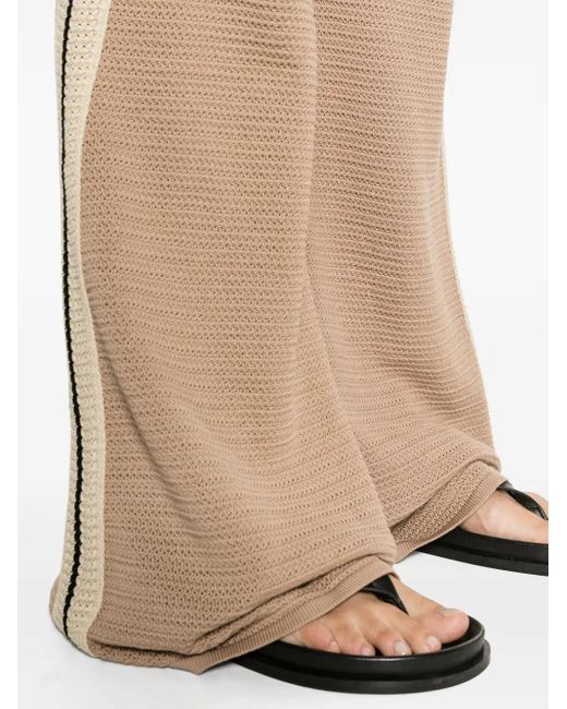 Palm Angels Natural Logo Tape Knitted Trousers