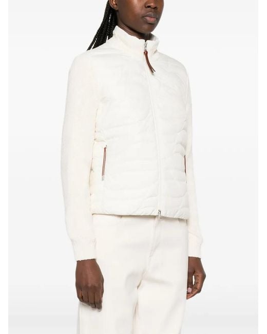 Moncler White High-Neck Zip-Up Puffer Jacket