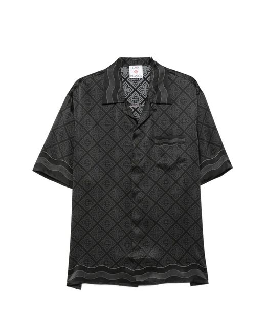Casablanca Black Radiating Monogram Silk Shirt for men